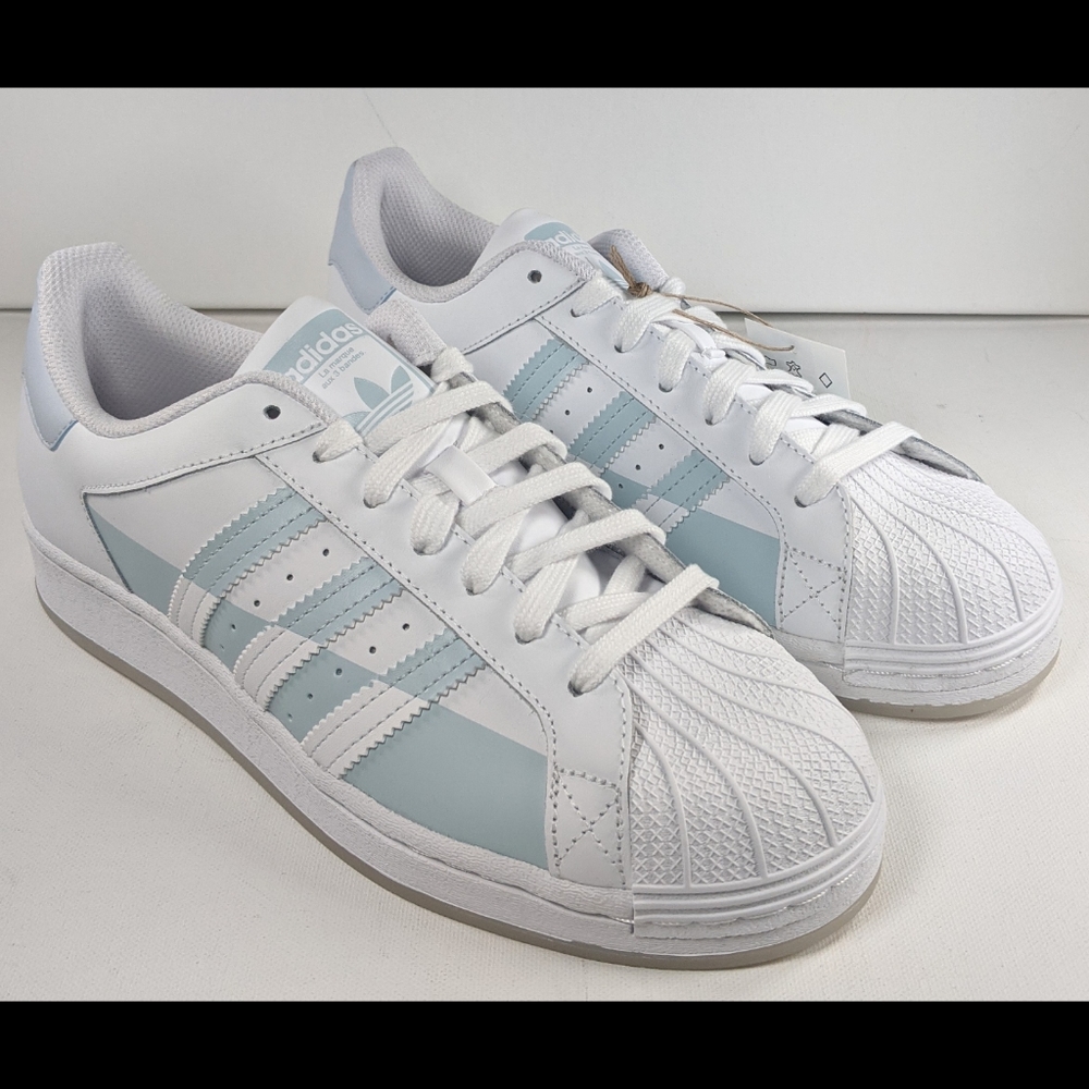 Adidas Superstar Sneakers White Blue Stripes Men's Size 9 FX5533